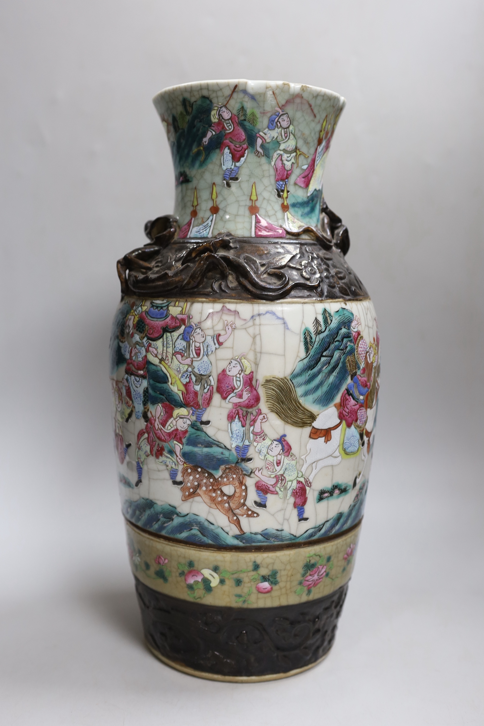 A Chinese famille rose crackle glaze vase, early 20th century, 36.3cm.